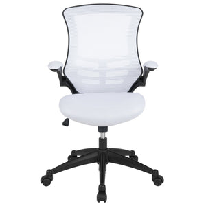 English Elm Kelista Ergonomic Swivel Office Chair with Mesh Back, Adjustable Height & Flip-Up Arms for Comfort White Mesh/Black Frame BL-X-5M-WH-GG