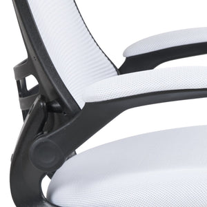 English Elm Kelista Ergonomic Swivel Office Chair with Mesh Back, Adjustable Height & Flip-Up Arms for Comfort White Mesh/Black Frame BL-X-5M-WH-GG