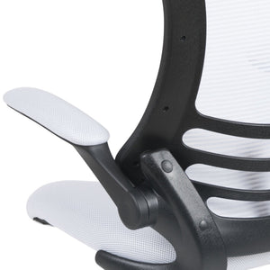 English Elm Kelista Ergonomic Swivel Office Chair with Mesh Back, Adjustable Height & Flip-Up Arms for Comfort White Mesh/Black Frame BL-X-5M-WH-GG