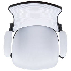 English Elm Kelista Ergonomic Swivel Office Chair with Mesh Back, Adjustable Height & Flip-Up Arms for Comfort White Mesh/Black Frame BL-X-5M-WH-GG