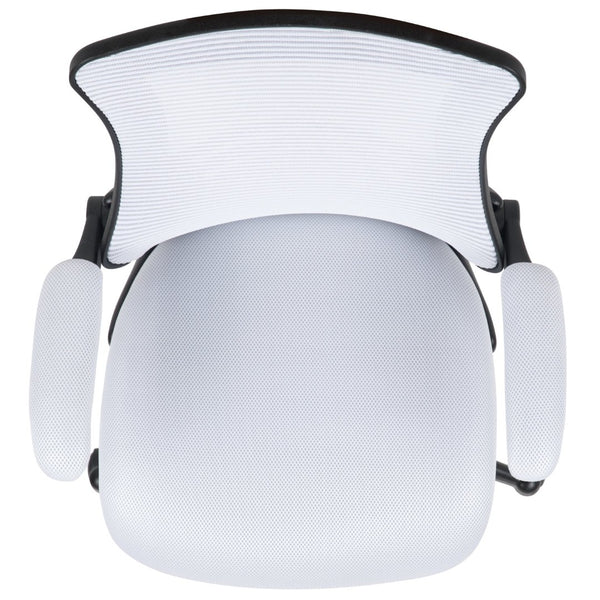 English Elm Kelista Ergonomic Swivel Office Chair with Mesh Back, Adjustable Height & Flip-Up Arms for Comfort White Mesh/Black Frame BL-X-5M-WH-GG