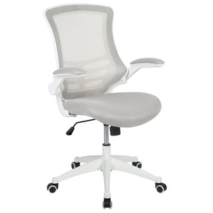 English Elm Kelista Ergonomic Swivel Office Chair with Mesh Back, Adjustable Height & Flip-Up Arms for Comfort Light Gray Mesh/White Frame BL-X-5M-WH-GY-GG