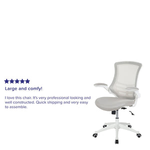 English Elm Kelista Ergonomic Swivel Office Chair with Mesh Back, Adjustable Height & Flip-Up Arms for Comfort Light Gray Mesh/White Frame BL-X-5M-WH-GY-GG