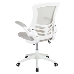English Elm Kelista Ergonomic Swivel Office Chair with Mesh Back, Adjustable Height & Flip-Up Arms for Comfort Light Gray Mesh/White Frame BL-X-5M-WH-GY-GG