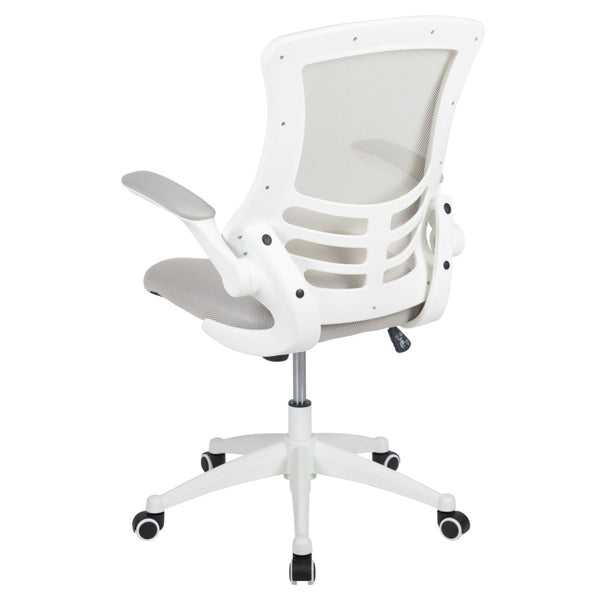 English Elm Kelista Ergonomic Swivel Office Chair with Mesh Back, Adjustable Height & Flip-Up Arms for Comfort Light Gray Mesh/White Frame BL-X-5M-WH-GY-GG