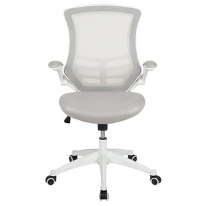 English Elm Kelista Ergonomic Swivel Office Chair with Mesh Back, Adjustable Height & Flip-Up Arms for Comfort Light Gray Mesh/White Frame BL-X-5M-WH-GY-GG