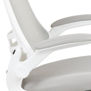 English Elm Kelista Ergonomic Swivel Office Chair with Mesh Back, Adjustable Height & Flip-Up Arms for Comfort Light Gray Mesh/White Frame BL-X-5M-WH-GY-GG