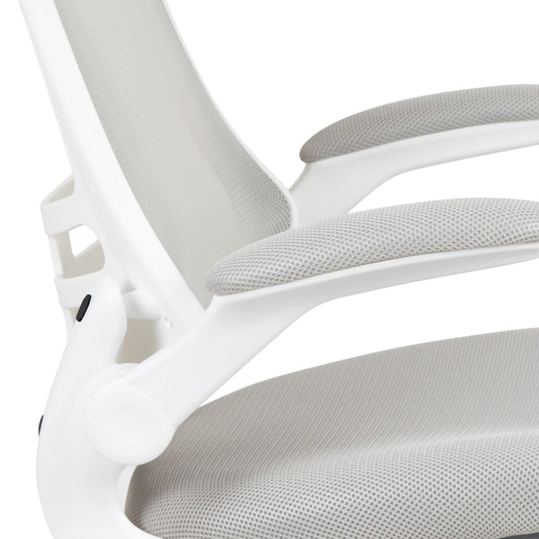 English Elm Kelista Ergonomic Swivel Office Chair with Mesh Back, Adjustable Height & Flip-Up Arms for Comfort Light Gray Mesh/White Frame BL-X-5M-WH-GY-GG