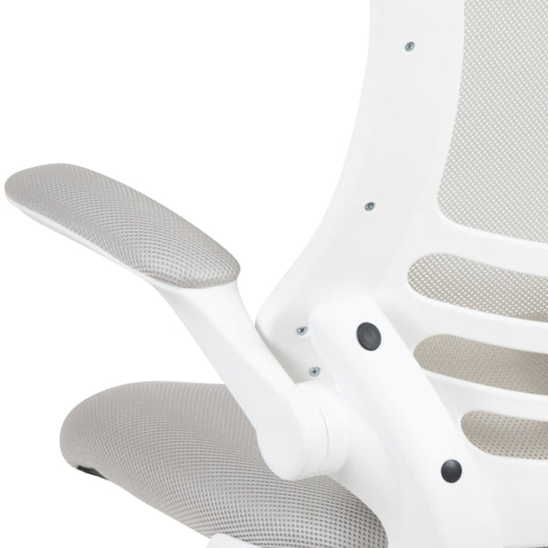 English Elm Kelista Ergonomic Swivel Office Chair with Mesh Back, Adjustable Height & Flip-Up Arms for Comfort Light Gray Mesh/White Frame BL-X-5M-WH-GY-GG
