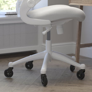 English Elm Kelista Ergonomic Mid-Back Office Chair with Lumbar Support, Flip-Up Arms & Smooth Roller Wheels Light Gray Mesh/White Frame BL-X-5M-WH-GY-RLB-GG