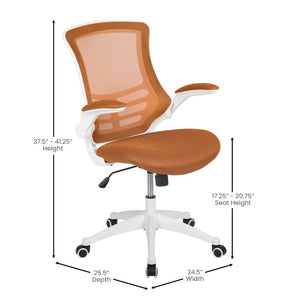 English Elm Kelista Ergonomic Swivel Office Chair with Mesh Back, Adjustable Height & Flip-Up Arms for Comfort Tan Mesh/White Frame BL-X-5M-WH-TAN-GG
