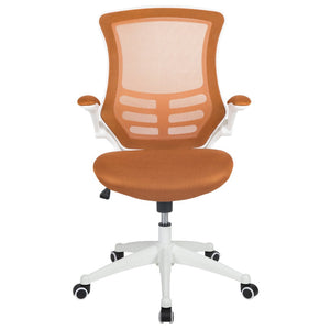 English Elm Kelista Ergonomic Swivel Office Chair with Mesh Back, Adjustable Height & Flip-Up Arms for Comfort Tan Mesh/White Frame BL-X-5M-WH-TAN-GG