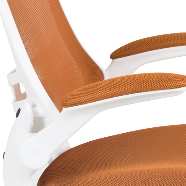 English Elm Kelista Ergonomic Swivel Office Chair with Mesh Back, Adjustable Height & Flip-Up Arms for Comfort Tan Mesh/White Frame BL-X-5M-WH-TAN-GG