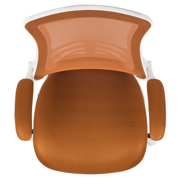 English Elm Kelista Ergonomic Swivel Office Chair with Mesh Back, Adjustable Height & Flip-Up Arms for Comfort Tan Mesh/White Frame BL-X-5M-WH-TAN-GG