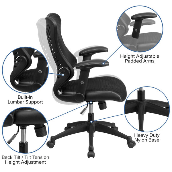 English Elm Kale High-Back Ergonomic Executive Office Chair with Adjustable Arms for Ultimate Comfort & Support Black Mesh BL-ZP-806-BK-GG