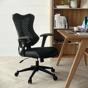 English Elm Kale High-Back Ergonomic Executive Office Chair with Adjustable Arms for Ultimate Comfort & Support Black Mesh BL-ZP-806-BK-GG