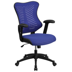 English Elm Kale High-Back Ergonomic Executive Office Chair with Adjustable Arms for Ultimate Comfort & Support Blue Mesh BL-ZP-806-BL-GG