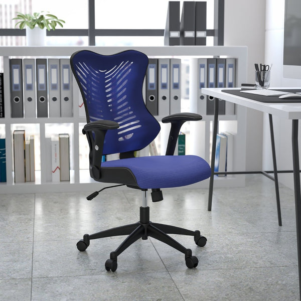 English Elm Kale High-Back Ergonomic Executive Office Chair with Adjustable Arms for Ultimate Comfort & Support Blue Mesh BL-ZP-806-BL-GG