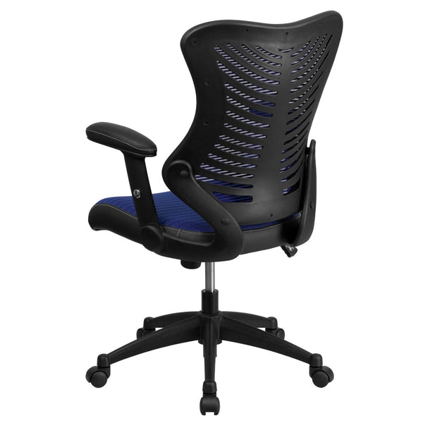 English Elm Kale High-Back Ergonomic Executive Office Chair with Adjustable Arms for Ultimate Comfort & Support Blue Mesh BL-ZP-806-BL-GG