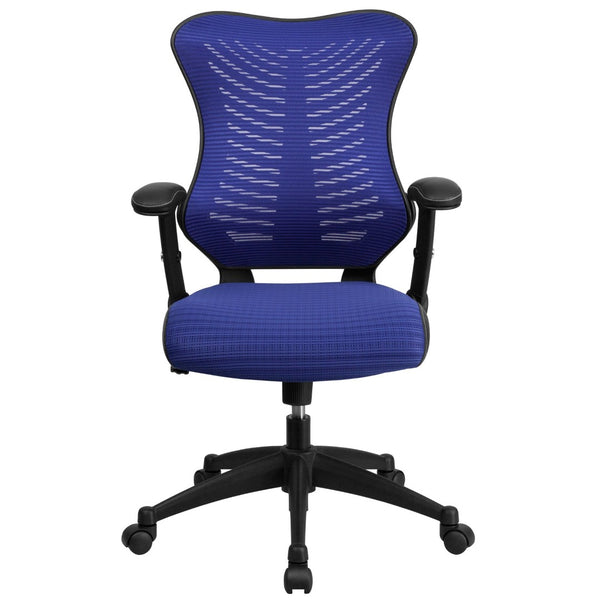 English Elm Kale High-Back Ergonomic Executive Office Chair with Adjustable Arms for Ultimate Comfort & Support Blue Mesh BL-ZP-806-BL-GG