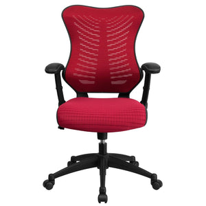 English Elm Kale High-Back Ergonomic Executive Office Chair with Adjustable Arms for Ultimate Comfort & Support Burgundy Mesh BL-ZP-806-BY-GG
