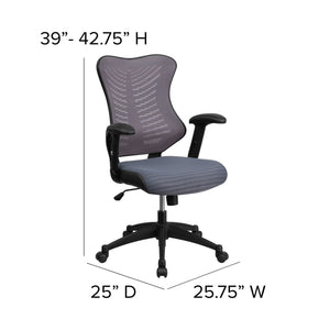 English Elm Kale High-Back Ergonomic Executive Office Chair with Adjustable Arms for Ultimate Comfort & Support Gray Mesh BL-ZP-806-GY-GG