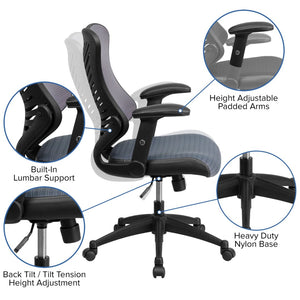 English Elm Kale High-Back Ergonomic Executive Office Chair with Adjustable Arms for Ultimate Comfort & Support Gray Mesh BL-ZP-806-GY-GG