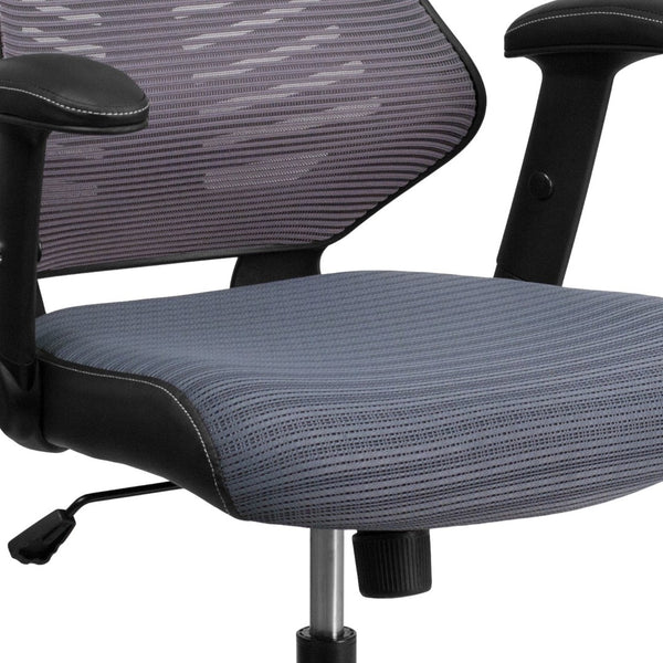 English Elm Kale High-Back Ergonomic Executive Office Chair with Adjustable Arms for Ultimate Comfort & Support Gray Mesh BL-ZP-806-GY-GG