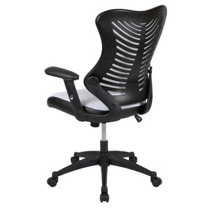 English Elm Kale High-Back Ergonomic Executive Office Chair with Adjustable Arms for Ultimate Comfort & Support White Mesh BL-ZP-806-WH-GG