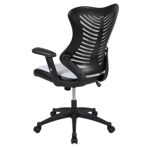 English Elm Kale High-Back Ergonomic Executive Office Chair with Adjustable Arms for Ultimate Comfort & Support White Mesh BL-ZP-806-WH-GG