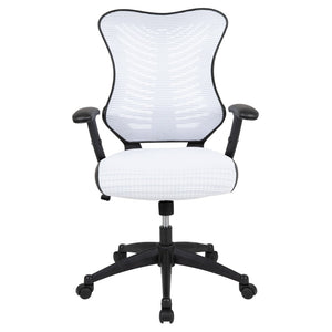 English Elm Kale High-Back Ergonomic Executive Office Chair with Adjustable Arms for Ultimate Comfort & Support White Mesh BL-ZP-806-WH-GG