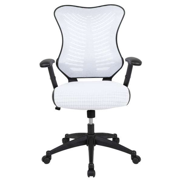 English Elm Kale High-Back Ergonomic Executive Office Chair with Adjustable Arms for Ultimate Comfort & Support White Mesh BL-ZP-806-WH-GG