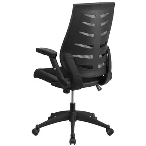 English Elm Kale High Back Ergonomic Executive Chair - Adjustable Mesh Comfort, Flip-Up Arms & Lumbar Support BL-ZP-809-BK-GG