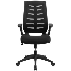 English Elm Kale High Back Ergonomic Executive Chair - Adjustable Mesh Comfort, Flip-Up Arms & Lumbar Support BL-ZP-809-BK-GG
