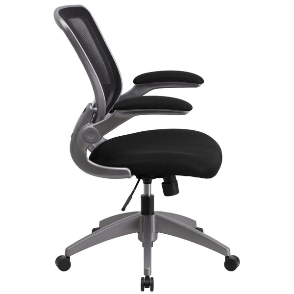 English Elm Kale Ergonomic Mesh Task Chair with Flip-Up Arms, Lumbar Support & Smooth Rolling Casters for Comfort Black BL-ZP-8805-BK-GG