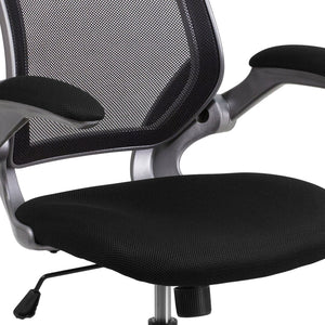 English Elm Kale Ergonomic Mesh Task Chair with Flip-Up Arms, Lumbar Support & Smooth Rolling Casters for Comfort Black BL-ZP-8805-BK-GG