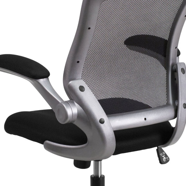 English Elm Kale Ergonomic Mesh Task Chair with Flip-Up Arms, Lumbar Support & Smooth Rolling Casters for Comfort Black BL-ZP-8805-BK-GG
