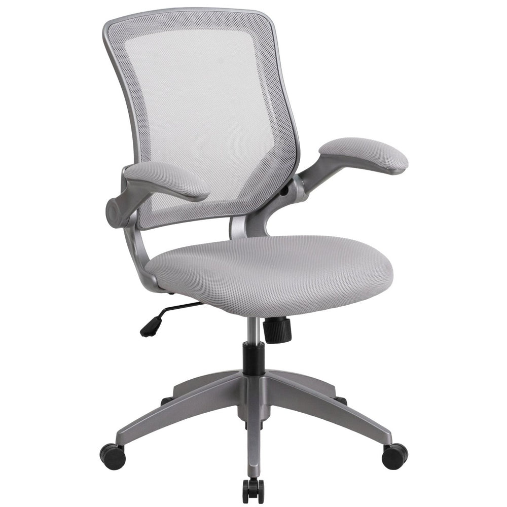 English Elm Kale Ergonomic Mesh Task Chair with Flip-Up Arms, Lumbar Support & Smooth Rolling Casters for Comfort Gray BL-ZP-8805-GY-GG