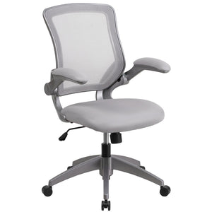 English Elm Kale Ergonomic Mesh Task Chair with Flip-Up Arms, Lumbar Support & Smooth Rolling Casters for Comfort Gray BL-ZP-8805-GY-GG