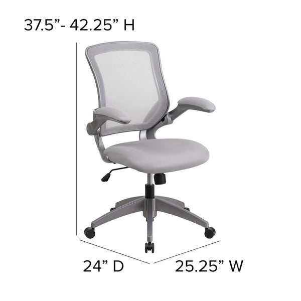 English Elm Kale Ergonomic Mesh Task Chair with Flip-Up Arms, Lumbar Support & Smooth Rolling Casters for Comfort Gray BL-ZP-8805-GY-GG