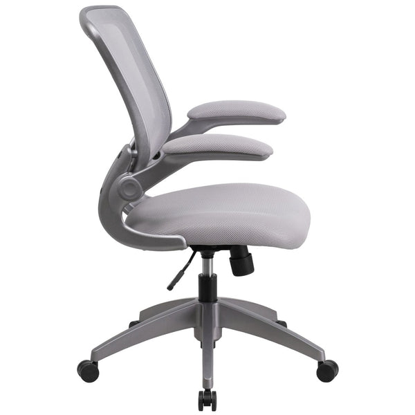 English Elm Kale Ergonomic Mesh Task Chair with Flip-Up Arms, Lumbar Support & Smooth Rolling Casters for Comfort Gray BL-ZP-8805-GY-GG