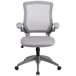 English Elm Kale Ergonomic Mesh Task Chair with Flip-Up Arms, Lumbar Support & Smooth Rolling Casters for Comfort Gray BL-ZP-8805-GY-GG