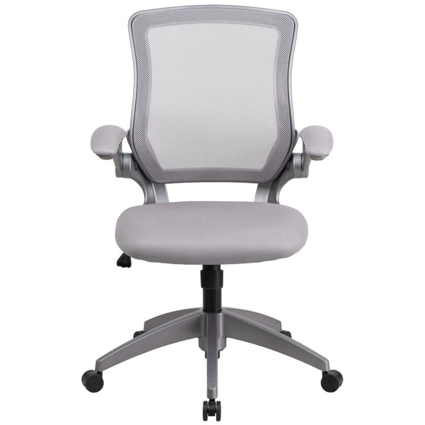 English Elm Kale Ergonomic Mesh Task Chair with Flip-Up Arms, Lumbar Support & Smooth Rolling Casters for Comfort Gray BL-ZP-8805-GY-GG