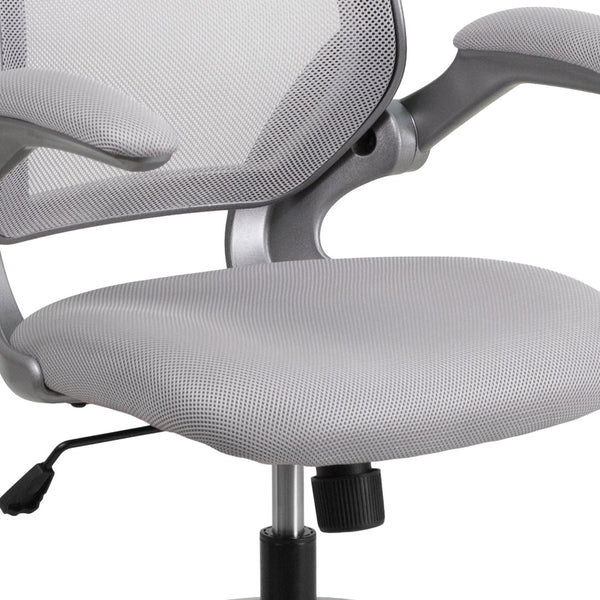 English Elm Kale Ergonomic Mesh Task Chair with Flip-Up Arms, Lumbar Support & Smooth Rolling Casters for Comfort Gray BL-ZP-8805-GY-GG