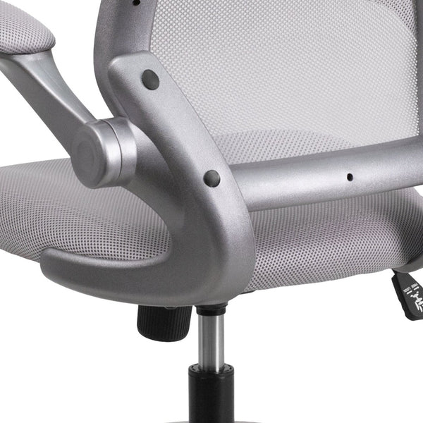 English Elm Kale Ergonomic Mesh Task Chair with Flip-Up Arms, Lumbar Support & Smooth Rolling Casters for Comfort Gray BL-ZP-8805-GY-GG