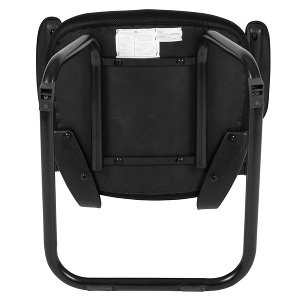 English Elm Kale Modern Black Mesh Sled Base Reception Chair with Flip-Up Arms for Comfortable Guest Seating BL-ZP-8805C-GG