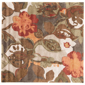 Jaipur Living Jaipur Living Wool Viscose Hand Tufted Floral Square Rug Watercolor Botanicals Gray RUG116186