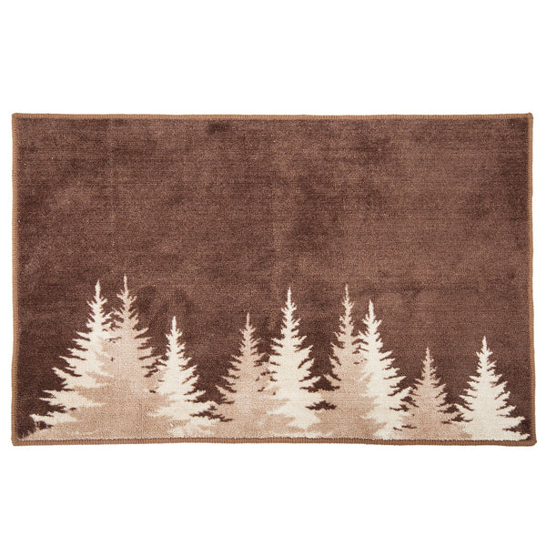 Hiend Accents Clearwater Pines Rug - Enhance Your Kitchen Or Bathroom With A Cozy Winter Woodland Retreat Brown,Cream 100% Acrylic With Anti,Slip Latex Backing Bl1763-tt-oc