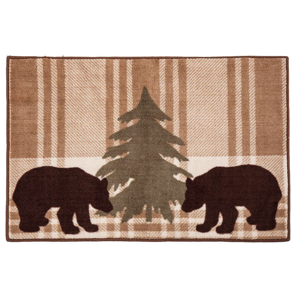 Hiend Accents Chocolate Brown Bear Plaid Rug - Cozy Lodge Decor With Charming Motif For Rustic Home Interiors Tan,Brown,Green 100% Premium Arylic,Latex Backing Bl1812