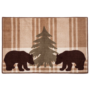 Hiend Accents Chocolate Brown Bear Plaid Rug - Cozy Lodge Decor With Charming Motif For Rustic Home Interiors Tan,Brown,Green 100% Premium Arylic,Latex Backing Bl1812